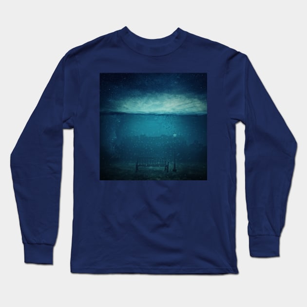 blue city underwater Long Sleeve T-Shirt by psychoshadow